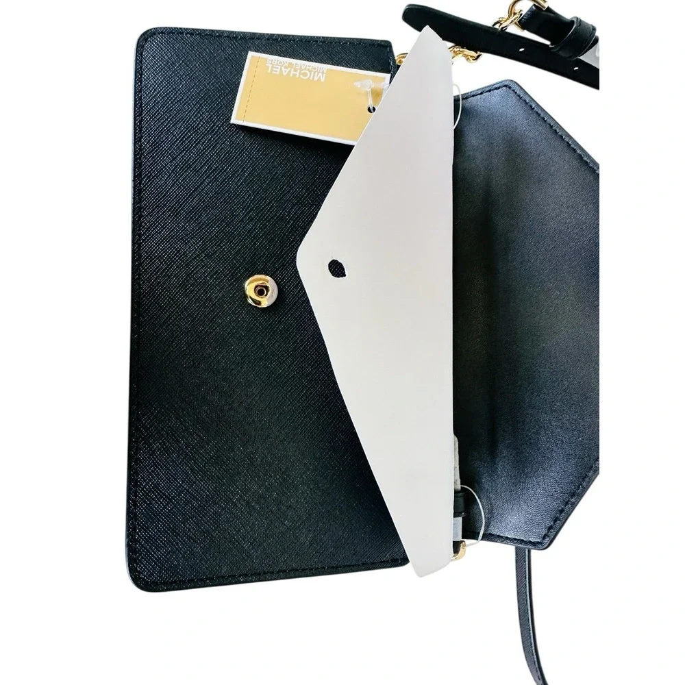 Michael‎ Kors Small Saffiano Leather Envelope Crossbody/Clutch Bag Black NWT